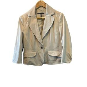 Tan Sateen Finish One Button Cropped Sleeve Short Fit Blazer Jacket 40